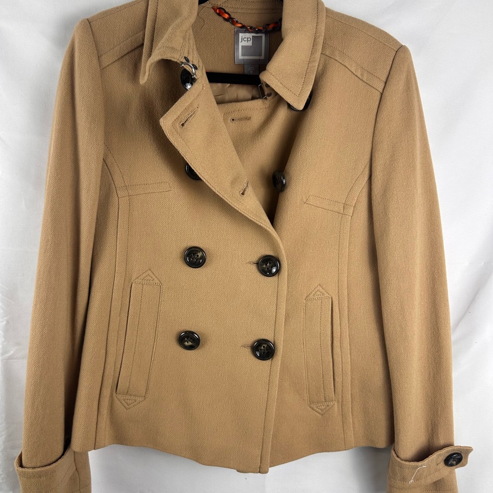 JCPenney Camel Double-Breasted Pea Coat